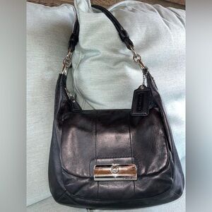 Coach Black Shoulder Bag with Metallic Accents